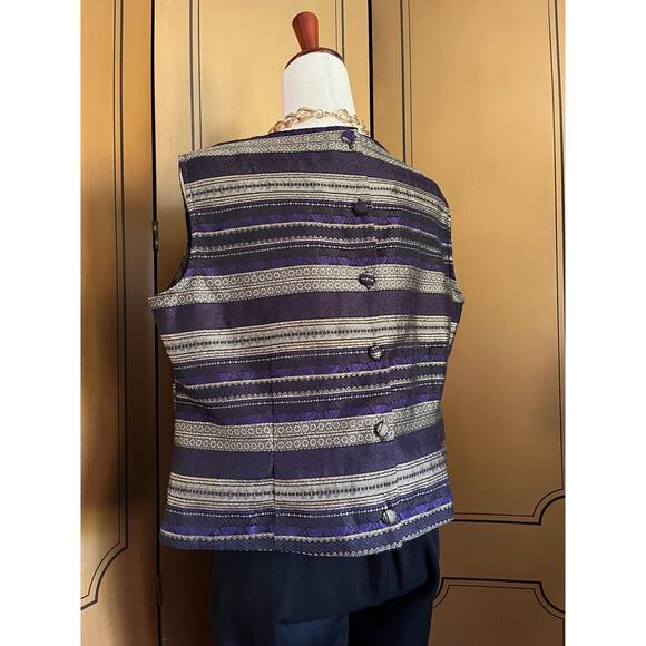 Vintage brocade top in purple and gold, size L - Picture 5 of 7